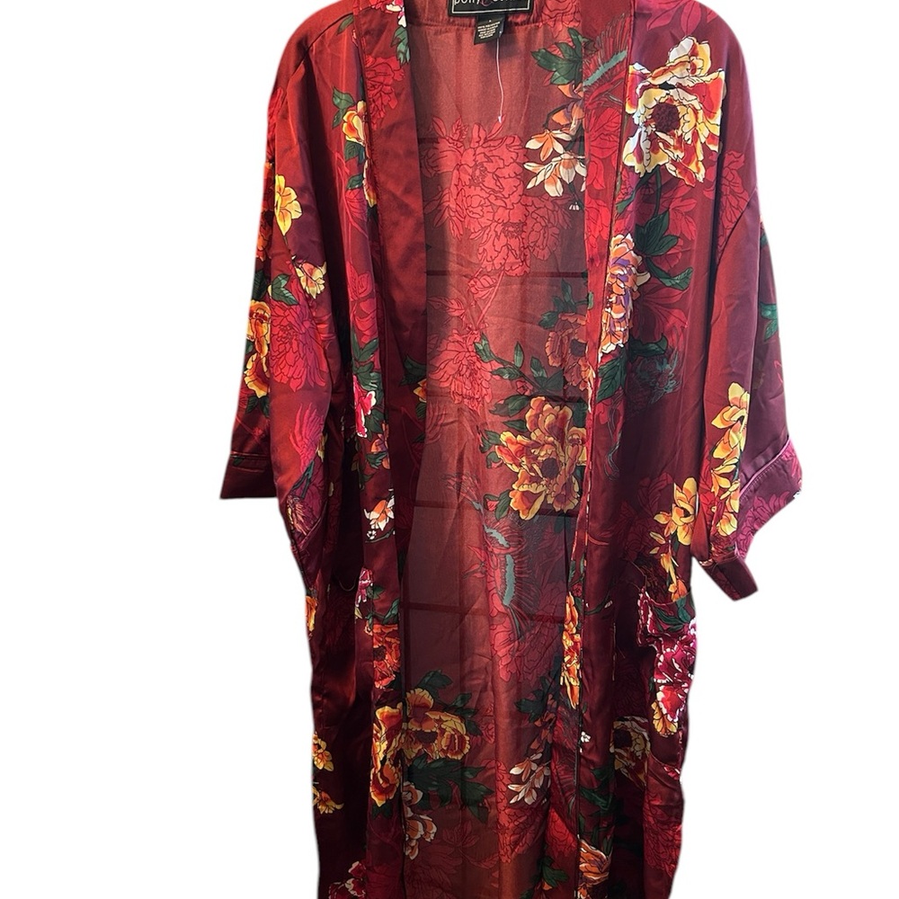 Floral Red Kimono Robe NWOT